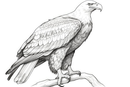 Cute Bald Eagle drawing on white background - generated with generative AIの素材