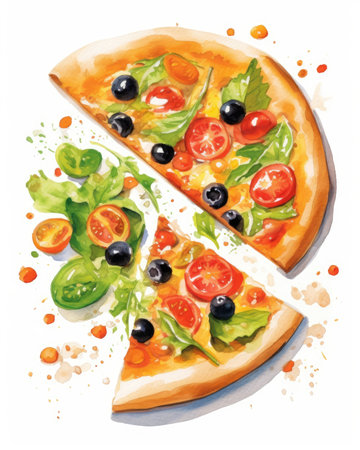 A pizza isolated on white. Image generated with Generative AIの素材