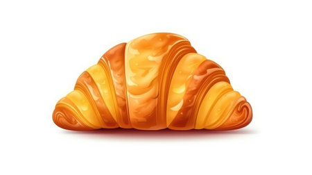 A croissant on white background. Image generated with Generative AIの素材