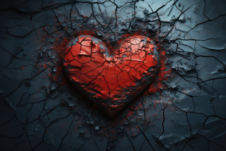 A broken heart image symbolizes the pain of divorce or breakup. Image generated with Generative AIの素材