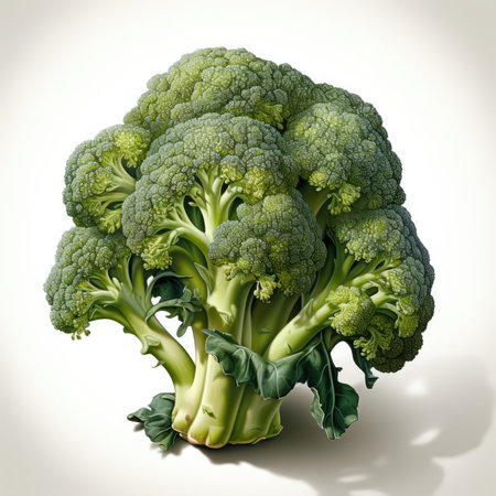 Broccoli hand drawn style isolated on white background - generated with generative AIの素材