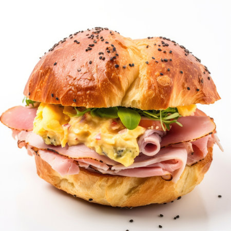Cheese Bagel isolated on white background - generated with generative AIの素材