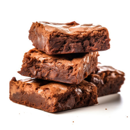 Brownies isolated on white background - generated with generative AIの素材