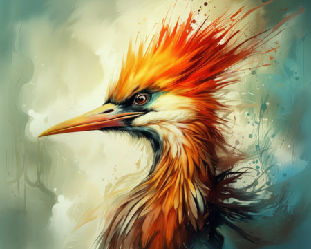 A bird close up against a blurry background was captured. Image generated with Generative AIの素材