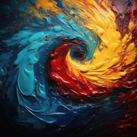 The image features colorful abstract background with swirling colors. Image generated with Generative AIの素材