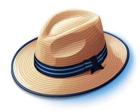 The brim of the straw has a blue ribbon. Image generated with Generative AIの素材