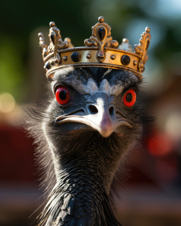 The painting features a large bird with a spiky crown. Image generated with Generative AIの素材