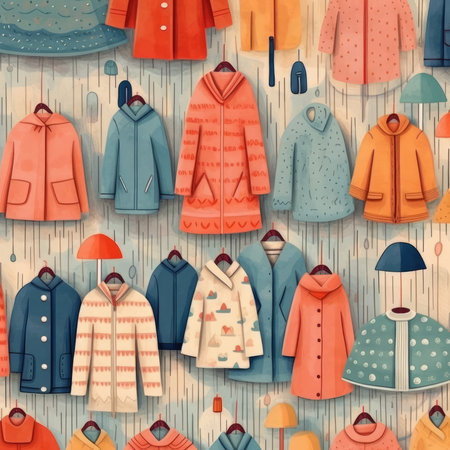 The playful atmosphere is enhanced by colorful raincoats. Image generated with Generative AIの素材