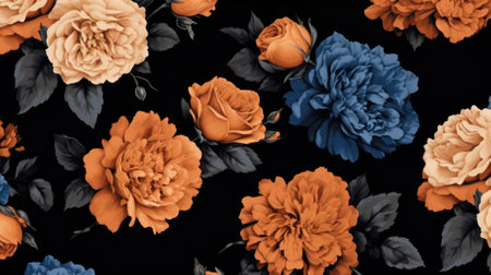 A design generated floral background wallpaper pattern. Image generated with Generative AIの素材