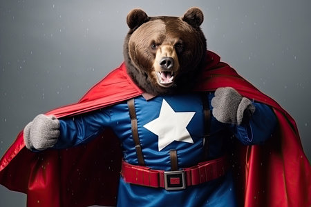 A bear dressed as a warrior representing combat. Image generated with Generative AIの素材