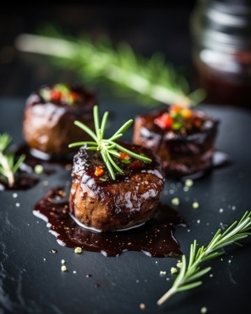 The beef rib eye steak is juicy and flavorful. Image generated with Generative AIの素材