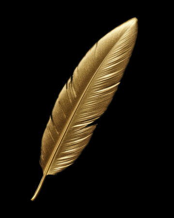 An illustration with a print of black gold and golden feather. Image generated with Generative AIの素材