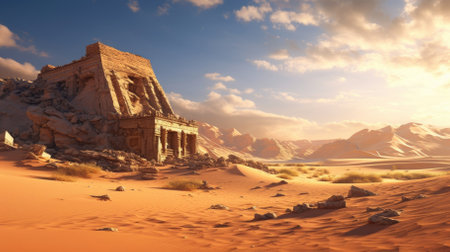 fantastic dunes in the desert ruins of an ancient civilization - Generative AIの素材