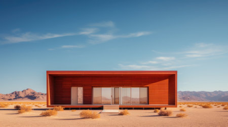 A wooden house in the desert - Generative AIの素材