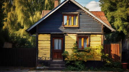 A wooden house in the city - Generative AIの素材