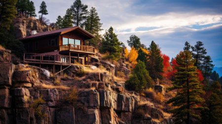 A cabin on the cliff - Generative AIの素材