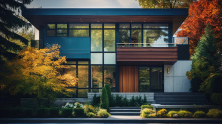 A modern house in the city - Generative AIの素材