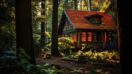 A house in the forest - Generative AIの素材