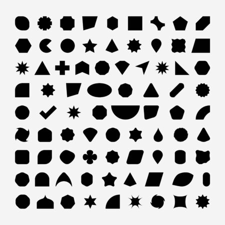 80 basic shapes silhouetteのイラスト素材