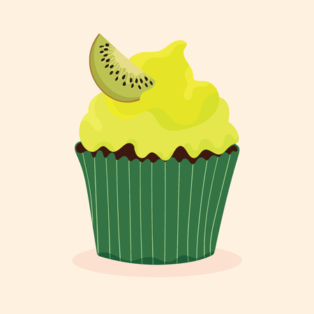 Cute and delicious cupcake with toppings, vector illustration.のイラスト素材