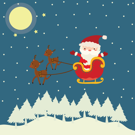 Christmas santa claus and reindeer snow vectorのイラスト素材