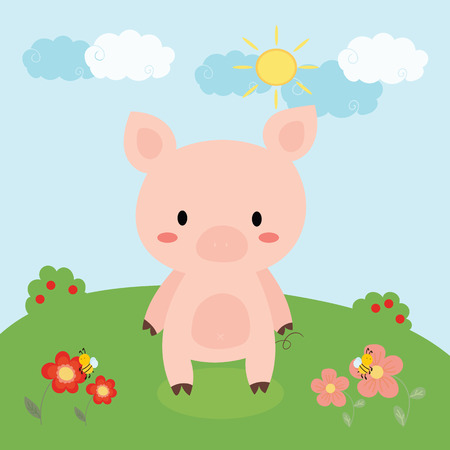 cute pig vectorのイラスト素材