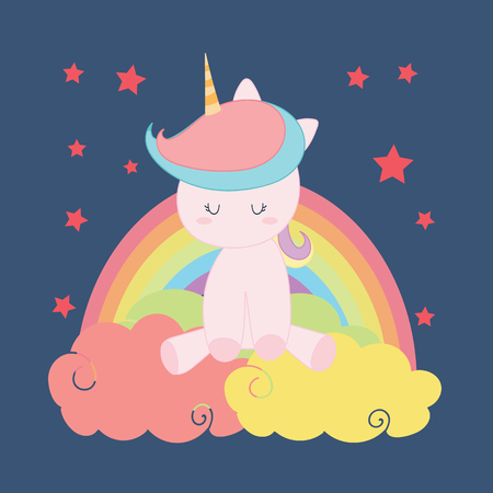 cute unicorn,rainbow Vector illustration.のイラスト素材