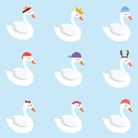 cute swan collection. Vector illustration.のイラスト素材