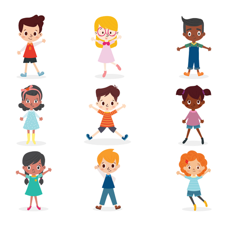 Happy kid cartoon collectionのイラスト素材