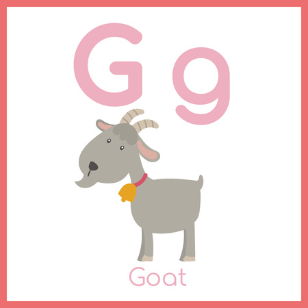 Cute animal alphabet. G letter. Cute Goat.のイラスト素材