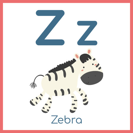 Cute animal alphabet. Z letter. Cute Zebra.のイラスト素材