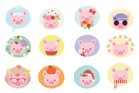 Cute pig. vector illustration.のイラスト素材