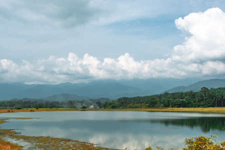 A small lake near a housing area in Kuala Kubu Bharu, a small town in north of Selangor, Kuala Lumpurの写真素材