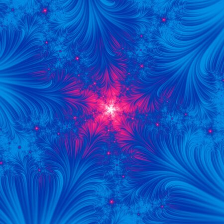 Futuristic blue fractal with pink star wallpaper, modern contemporary presentation cover design, beauty volumetric industrial, business background, 3D illustration, 3D renderingの写真素材
