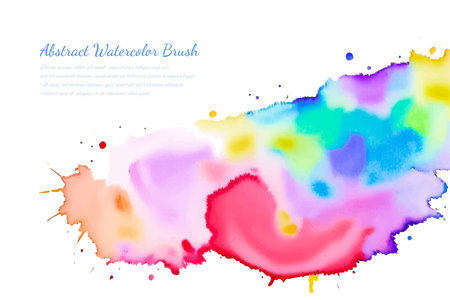 Multicolor splash watercolor paint blot - template for your designs. Colorful pastel abstract backgroundのイラスト素材