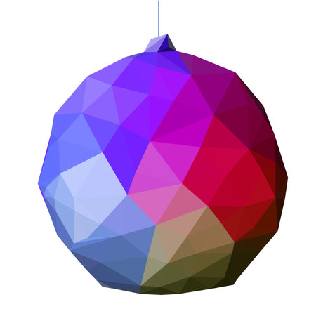 Christmas Low Poly geometric ball with triangles, geometrical Christmas toy. Isolated clipart, New Year object, polygonal formのイラスト素材