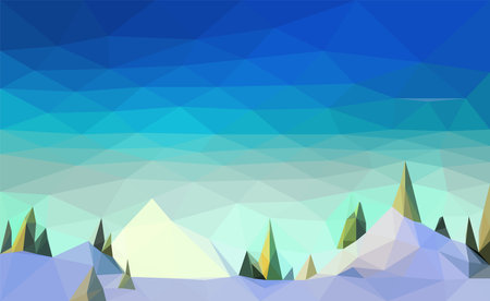 Polygonal geometric abstract digital mountain, vector colorful, flat landscape, travel background, mountains art, blue sky, creative backdrop, wallpaperのイラスト素材