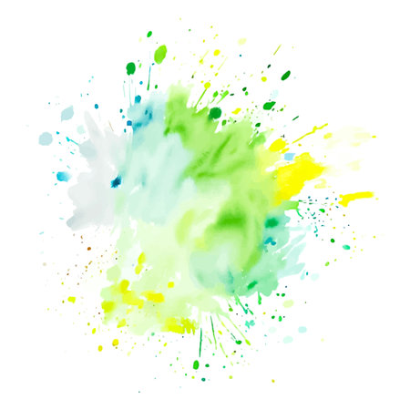 Green colorful watercolor splash, color spot, abstract shapeのイラスト素材
