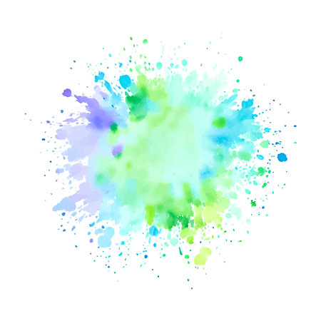 Green and blue colorful watercolor splash, color spot, abstract shapeのイラスト素材