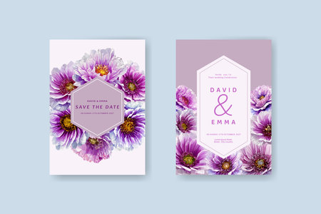 Vector charming set of invitation cards with flowers elements . Wedding elegant collection,  Save the date.  Floral poster, invite. Vector decorative botanic greeting, birthday, holiday card.のイラスト素材