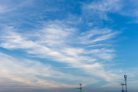 Blue Sky Clouds Three Antenna Background