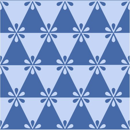 Background of geometric vector pattern seamless triangle and flower blue toneのイラスト素材
