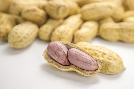 background macro picture boiled peanuts open shellの写真素材