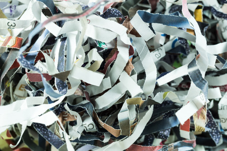 shredded magazine paper long strips shape, close up pictureの写真素材