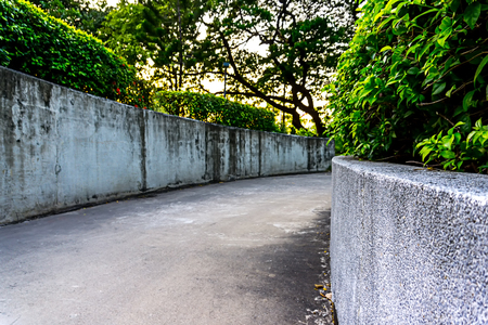 Curve walk path way in the park, make by cement and concrete metiraldsの写真素材
