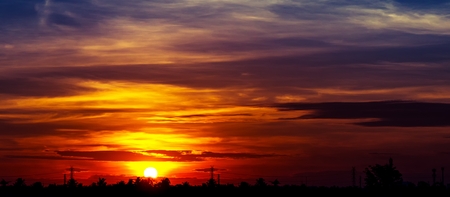 Nature background of sunrise or sunset and cloudy on the panorama sky colorful scene