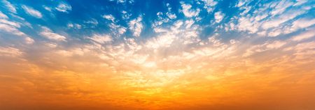 Panorama background of twilight cloudy sky at the dawn and dusk scenic