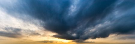 Panorama picture of strom cloudy on the sky at morning