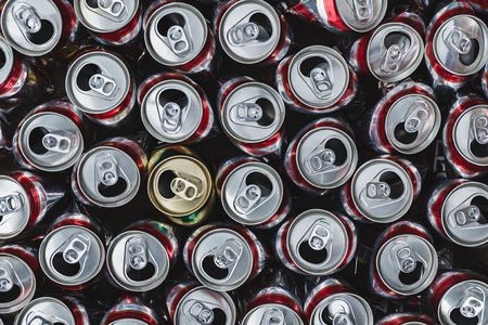 Group of empty aluminium can ready to recycle.の写真素材