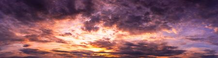 Panorama dramatic cloudy twilight dark sky nature backgroud sunrise or sunset scene